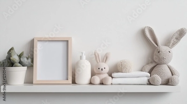 Obraz Soft Neutral Decor with Plush Toys and Minimalist Accessories