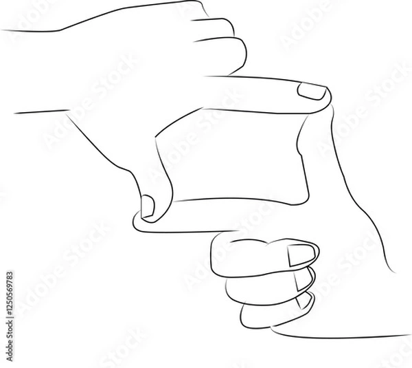 Fototapeta A pair of hand making a picture frame symbol with its finger. Hand drawn vector illustration.