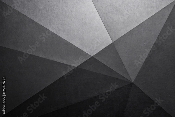 Obraz Black, White, and Dark Gray Abstract Background with Geometric Shapes, Gradient, Shadows, and 3D Effect, Grungy Texture for Design Templates and Presentations