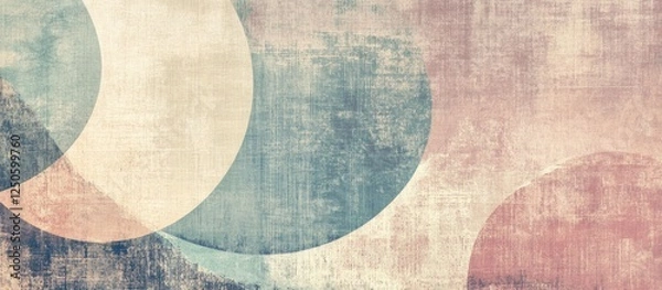 Fototapeta Abstract textured background with geometric shapes in soft pastel colors ideal for design space and text placement.