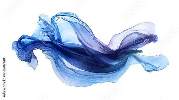 Obraz Flowing and Ethereal Blue Abstract Fluid Art Digital with Wavy Swirling and Translucent Shapes in a Serene and Composition