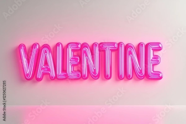 Fototapeta Neon Pink, smooth, cartoon style 3D text "VALENTINE" on a white background, high-resolution. --ar 3:2 --v 6.1 Job ID: bf07c4b9-43e9-425e-848b-6daff92aa71a