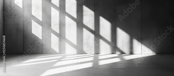 Fototapeta Gray concrete wall texture with shadows creating a dramatic backdrop for design and artistic presentations
