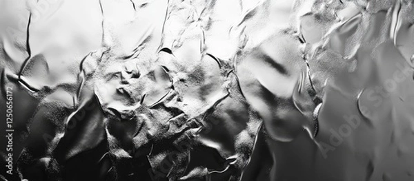 Fototapeta Abstract gray foil glass texture with bright light reflections and a shiny, rough surface for creative backgrounds and design elements.