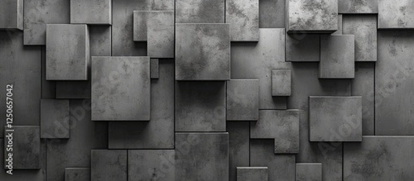 Obraz Gray concrete texture with abstract geometric patterns ideal for vintage background or web templates showcasing depth and urban aesthetics.