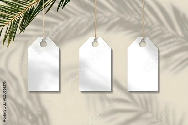 Obraz Realistic Tags Mockup: Four Blank White Tags with Optimized Design