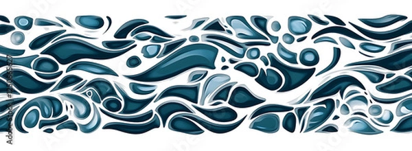 Fototapeta abstract background with blue waves isolated on white background PNG.AI GENERATED