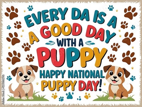 Fototapeta Every Day Is A Good Day With A Puppy