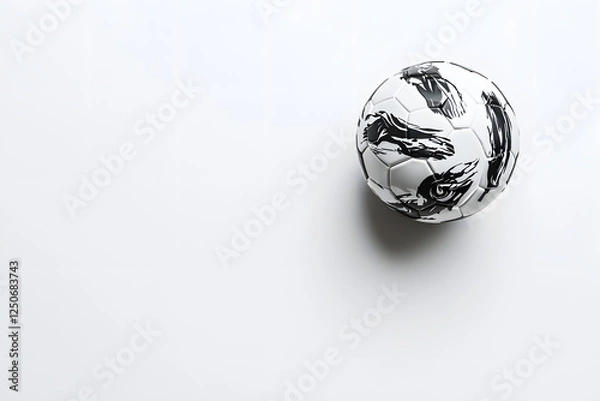 Fototapeta Stylish Black and White Soccer Ball on White Background