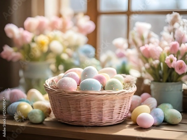 Obraz Floral Easter egg basket