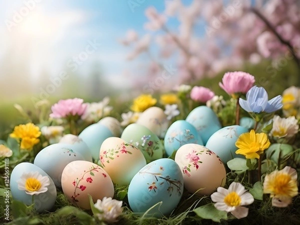 Obraz Easter egg field