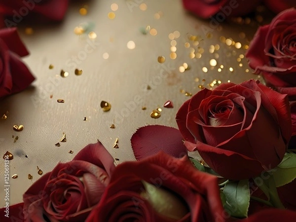 Obraz red rose and petals