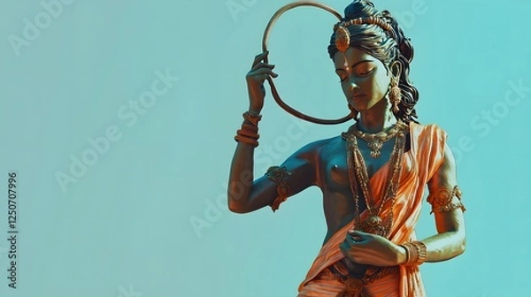 Fototapeta 46. A serene rendering of Varuna holding a lasso against a light blue background