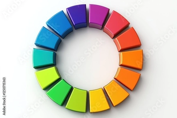 Fototapeta Circular chart with bright segments, against white background