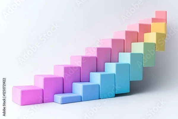 Fototapeta Elegant graph in pastel gradients, against white background