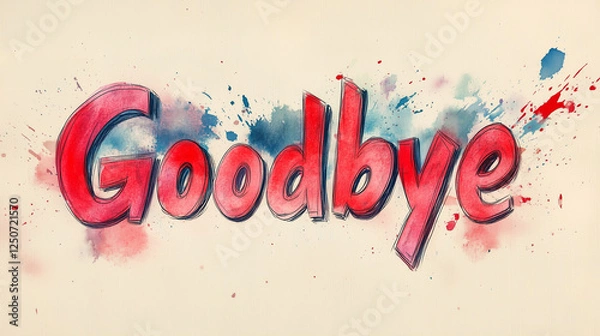 Obraz The word Goodbye appearing as if painted with watercolor strokes on a light beige background.