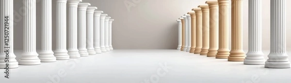 Fototapeta Elegant architectural columns display modern gallery digital art minimalist space wide perspective beauty of design