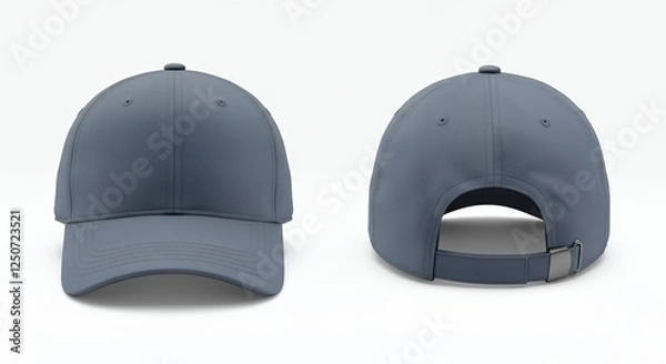 Obraz Gray Baseball Cap Mockup  Front and Back Views
