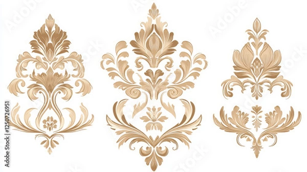 Fototapeta Damask flower patterns for design and ornate isolated on white. Jpeg version also available in gallery