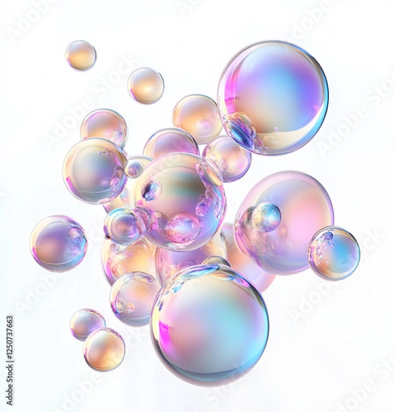 Obraz Abstract iridescent soap bubble on a white background