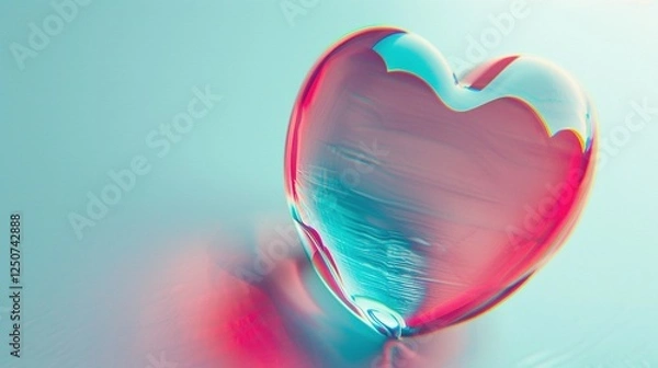 Fototapeta Abstract blurry red and blue gradient background with a heart shape, perfect for Valentine's Day card design. Minimalist and simple.