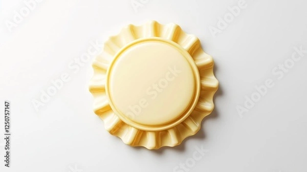 Fototapeta Vibrant badge in soft yellow hues, against white background