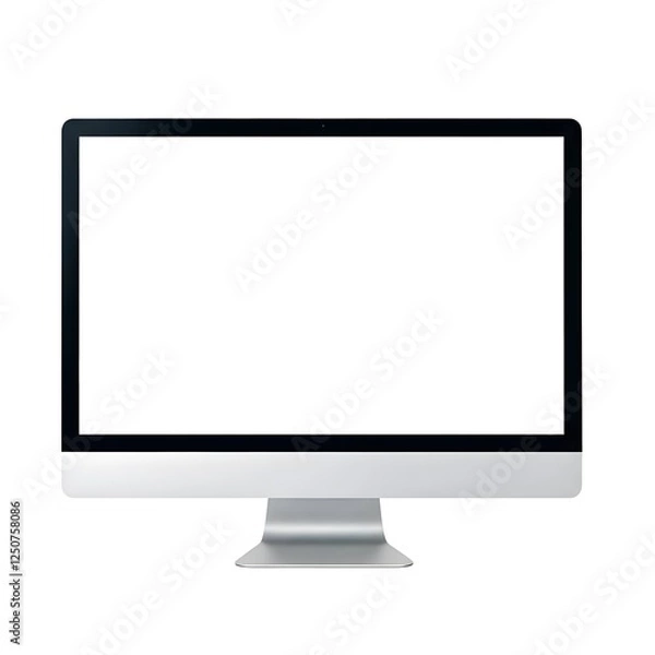 Fototapeta Computer Monitor Front View on White Background – Tech Display