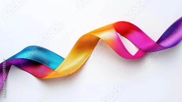 Obraz Vibrant ribbon in curved design, against white background