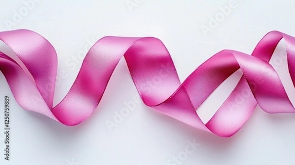 Fototapeta Vibrant ribbon with soft pink hues, against white background