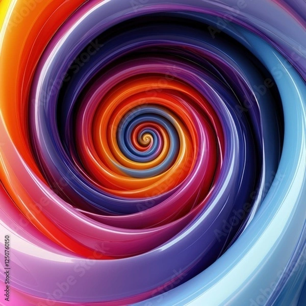 Obraz Vibrant spiral with bold gradients, against white background