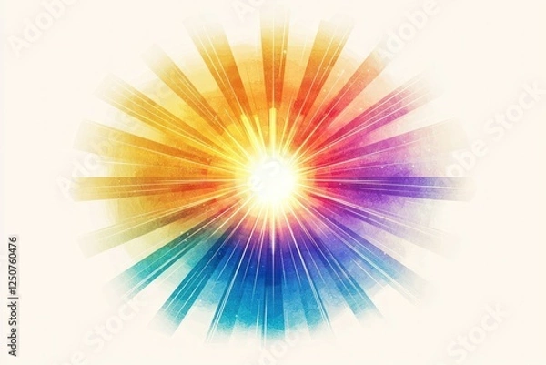 Obraz Vibrant sunburst with glowing center, against white background