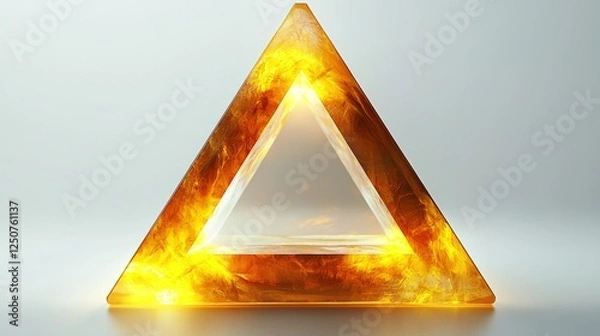 Obraz Vibrant triangle in glowing yellow tones, against white background