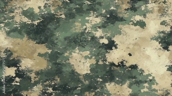 Fototapeta Muted green and beige camouflage pattern with soft organic textures