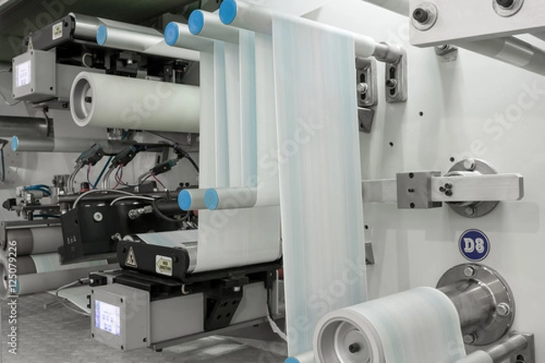 Obraz Industrial factory plant for the production of paper packaging