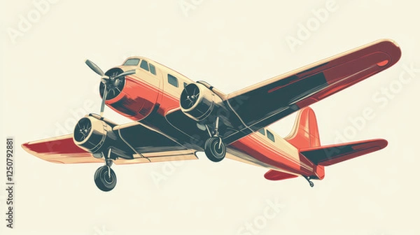 Fototapeta Aviation symbol or insignia with retro airplane, suitable for transportation and aircraft design