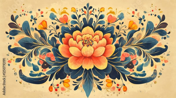 Fototapeta Set of vintage floral elements and patterns. Vector version also available in gallery