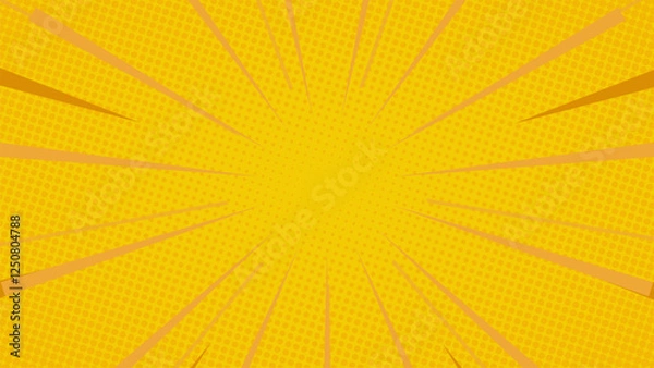 Fototapeta Yellow comic background with bold lines in pop art style, nice halftone gradation. Vector illustration. Suitable for comics, prints, posters, etc.