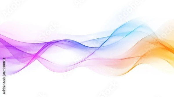 Fototapeta Abstract colorful waves flowing gracefully across a white background