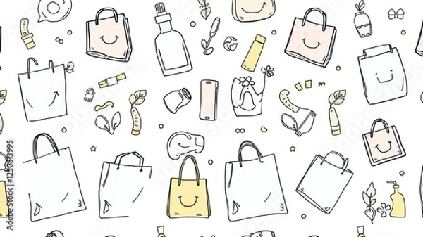 Obraz Eco-Friendly Packaging: Biodegradable Items on Reusable Canvas