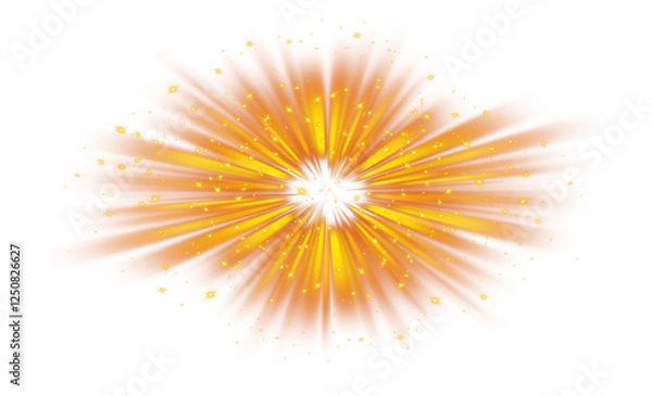 Fototapeta Sun rays use star dust particles and glare. Rays with a soft texture and noise are highlighted on a transparent background. PNG format is easy to use.