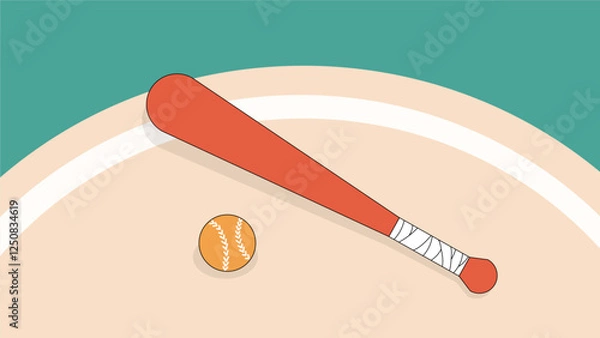 Obraz baseball and baseball bat vector illustration. Baseball field  background