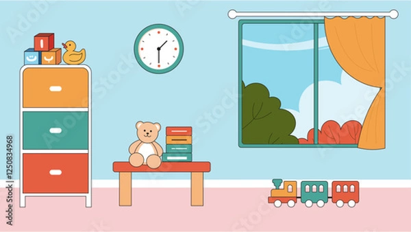 Obraz Children's room vector illustration. Background