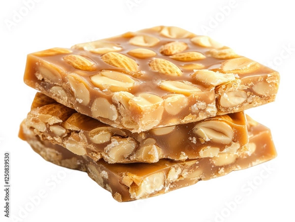 Obraz Isolated Stack of Golden Brown Peanut Brittle Candy Pieces