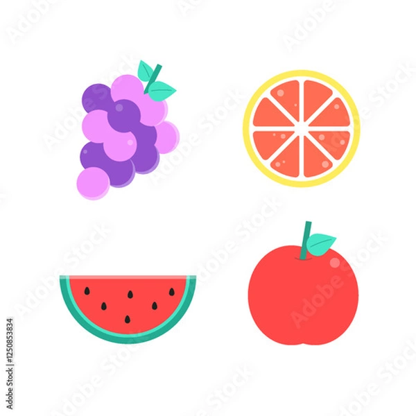 Obraz Colorful Flat Fruit Icon Set