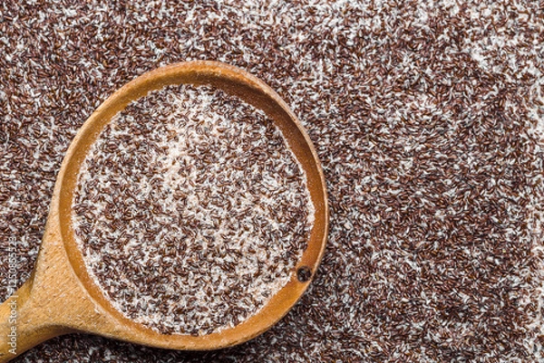 Obraz Food background. Fiber of seeds of Psyllium plantain and plantago ovata.