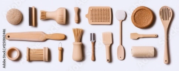 Fototapeta Eco-Friendly Kitchen Essentials for a Sustainable Home Reusable Tools and Utensils in a Minimalist Setting