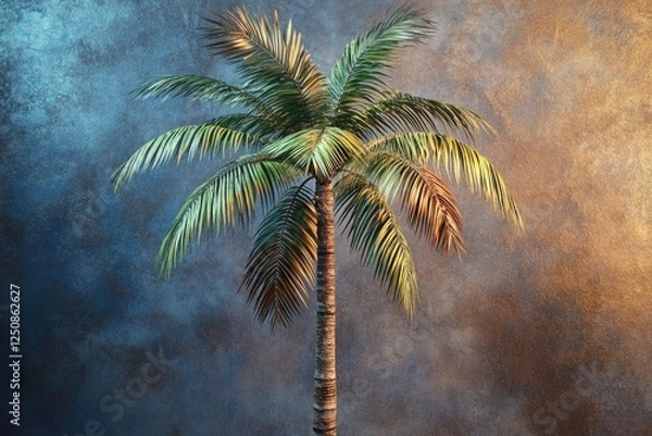 Fototapeta A palm tree in a vase sitting on a table