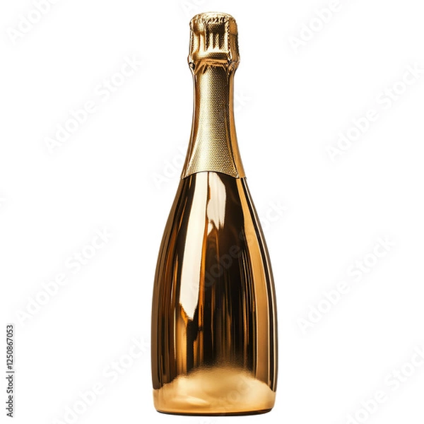 Obraz Elegant Gold Champagne Bottle on White Background