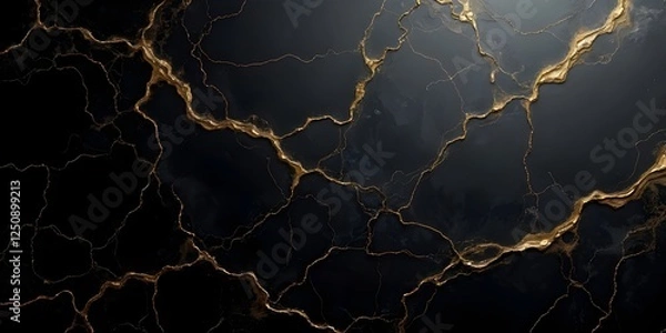 Obraz Elegant Black Marble with Gold Veins – High-Resolution Texture