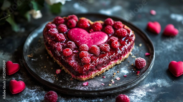 Fototapeta heart shaped chocolate cake, Generative AIv